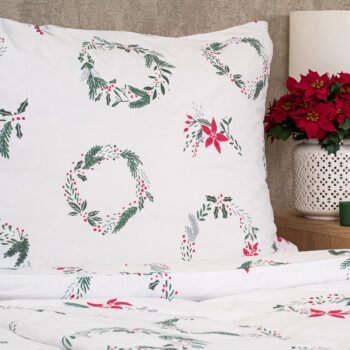 4Home Vianočné bavlnené obliečky Christmas holly, 140 x 220 cm, 70 x 90 cm