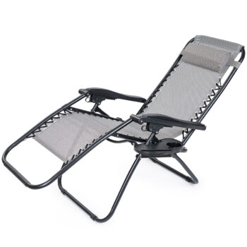4Home Záhradné plážové polohovacie kreslo Relax, sivá