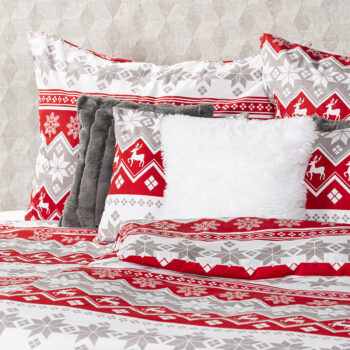 4home Vianočné bavlnené obliečky Red Nordic, 220 x 200 cm, 2 ks 70 x 90 cm
