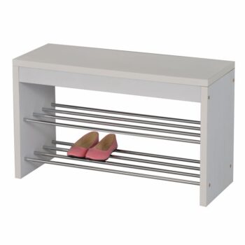 Elegantný botník LUSIA bude praktickým doplnkom do Vašej predsiene. Botník je doplnený lavicou na sedenie. Materál použitý na výrobu je kov v kombinácii s MDF vo farebnom prevedení biela / chróm. Výška sedu je 47 cm a hĺbka je 30 cm.