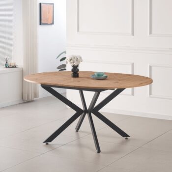 Rozkladací jedálenský stôl Abero Typ 2 v elegantnom prevedení dub artisan a čierna je ideálnym riešením pre moderné interiéry. Tento stôl, navrhnutý značkou KONDELA, kombinuje funkčnosť s estetickým vzhľadom, čo ho robí skvelou voľbou pre každú domácnosť.
