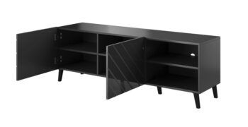 TV stolík ABETO 150 má elegantný a jedinečný dizajn, ktorý Vás očarí svojou výnimočnosťou, pretože si skrinky a poličku viete umiestniť podľa vlastného vkusu. Farebné prevedenie čierna / čierny lesk dodáva interiéru exkluzívny vzhľad, ktorý zaručene zaujme pohľady Vašich návštevníkov. Dve uzavreté…