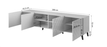 TV stolík ABETO 200 má elegantný a jedinečný dizajn, ktorý Vás očarí svojou výnimočnosťou. Farebné prevedenie grafit / grafit lesk dodáva interiéru štýlový a elegantný vzhľad, ktorý zaručene zaujme pohľady Vašich návštevníkov. Uzavreté skrinky Vám ponúkajú dostatok úložného priestoru pre dokumenty…