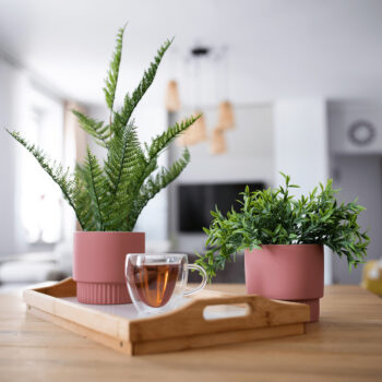 KONDELA Abrio hlinený kvetináč (2 ks) ružová – Obrázok 8