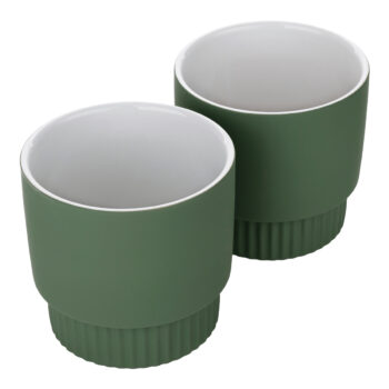 KONDELA Abrio hlinený kvetináč (2 ks) zelená – Obrázok 8