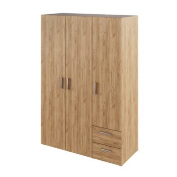 Predstavujeme vám trojdverovú šatníkovú skriňu so zásuvkami Adeli v elegantnom prevedení dub craft zlatý, ktorá je ideálnym riešením pre moderné interiéry. Táto skriňa značky KONDELA ponúka praktické a štýlové úložné priestory, ktoré uspokoja aj tých najnáročnejších užívateľov.