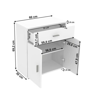 Dvojdverová komoda so zásuvkou Adeli Typ 2 v elegantnej bielej farbe je ideálnym riešením pre tých, ktorí hľadajú praktický a moderný nábytok do svojho interiéru. Táto komoda je vyrobená z kvalitného aglomerovaného materiálu, konkrétne z laminovanej DTD, čo zaručuje jej dlhú…