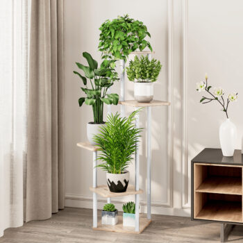 Objavte eleganciu a funkčnosť s kovovým stojanom na kvety Adite v kombinácii bielej farby a dekoru dub sonoma. Tento moderný stojan je ideálnym doplnkom pre váš interiér, ktorý dodá vašim rastlinám štýlové miesto na vystavenie. S výškou 106,5 cm a kompaktnými rozmermi 30 x 30 cm sa ľahko zmestí…