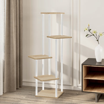 Objavte eleganciu a funkčnosť s kovovým stojanom na kvety Adite v kombinácii bielej farby a dekoru dub sonoma. Tento moderný stojan je ideálnym doplnkom pre váš interiér, ktorý dodá vašim rastlinám štýlové miesto na vystavenie. S výškou 106,5 cm a kompaktnými rozmermi 30 x 30 cm sa ľahko zmestí…