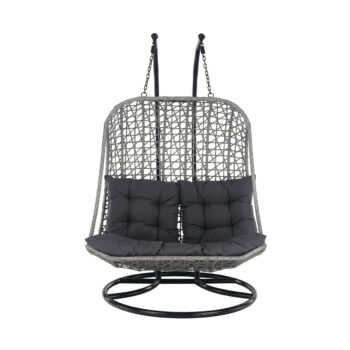 KONDELA Agrino závesné hojdacie kreslo čierna / sivá / tmavosivá – Obrázok 5