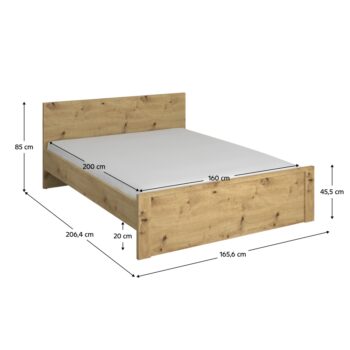 Posteľový rám Airon 160 v prevedení dub artisan je ideálnou voľbou pre tých, ktorí hľadajú moderný a funkčný nábytok do spálne. Ponúka komfortný priestor na spanie s rozmermi 160 x 200 cm, čo zaručuje dostatok miesta pre dve osoby.