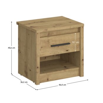 Nočný stolík Airon 1S v prevedení dub artisan je ideálnym doplnkom pre vašu spálňu. Tento moderný kus nábytku od značky KONDELA ponúka nielen praktickosť, ale aj estetický vzhľad, ktorý sa hodí do každého interiéru.