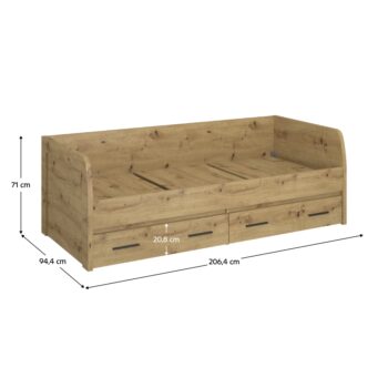 KONDELA Airon 2S 90 jednolôžková posteľ s úložným priestorom dub artisan - Image 2