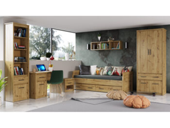KONDELA Airon 2S 90 jednolôžková posteľ s úložným priestorom dub artisan - Image 5