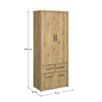 Predstavujeme vám štvordverovú šatníkovú skriňu so zásuvkou Airon 4D1S/40 v elegantnom prevedení dub artisan. Táto moderná skriňa je ideálnym riešením pre tých, ktorí hľadajú praktický a štýlový úložný priestor do svojho interiéru.