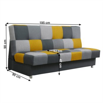 Rozkladacia pohovka s úložným priestorom ALABAMA poskytuje pohodlné sedenie vďaka pružinám Bonell. Pohovka je vhodná aj na každodenné spanie, pretože sa rozťahuje systémom Automat KLIK-KLAK, ktorý uľahčuje každodenné rozkladanie pohovky. Plocha na spanie má rozmery 195x116 cm. Výška sedu je 47 cm…