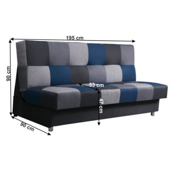 Rozkladacia pohovka s úložným priestorom ALABAMA poskytuje pohodlné sedenie vďaka pružinám Bonell. Pohovka je vhodná aj na každodenné spanie, pretože sa rozťahuje systémom Automat KLIK-KLAK, ktorý uľahčuje každodenné rozkladanie pohovky. Plocha na spanie má rozmery 195x116 cm. Výška sedu je 47 cm…