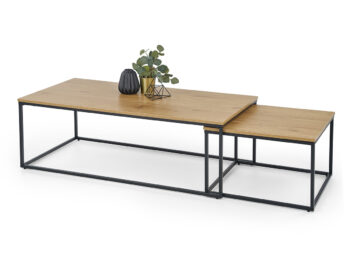 Súčasťou každej obývačky by mal byť konferenčný stolík. Priestranný, funkčný, praktický, elegantný a dizajnovo nápaditý. Taký je aj konferenčný stolík (2 ks) ALASKA. Pozostáva z dvoch stolíkov - väčšieho s rozmerom (ŠxHxV): 120x60x40 cm a menšieho s rozmerom (ŠxHxV): 55x55x36 cm. Materiál použitý…