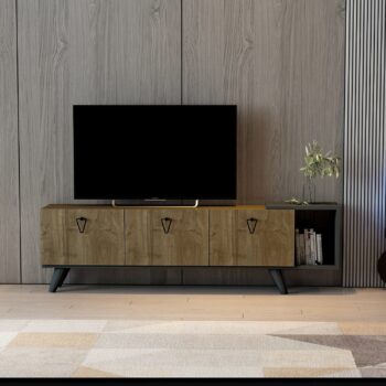 TV stolík ALASKA – Luxusný dizajn a praktické úložné riešenie pre vašu obývaciu izbuTV stolík ALASKA prináša moderný a elegantný dizajn, ktorý zaujme na prvý pohľad. Je ideálnym doplnkom do obývacej izby a ponúka praktické úložné priestory vďaka kombinácii troch plných dvierok (skriniek) a regálku. Kvalitné materiály a luxusný vzhľad zaistia dlhú životnosť a jedinečný štýl vášho interiéru.Hlavné vlastnosti produktu:Typ tovaru: TV stolíkVhodné do miestnosti: Obývacia izbaMateriál: Melamín, VT laminátRozmery: 51 x 160 x 31.6 cmFarba: orech / antracitVybavenie: Plné dvierka (skrinka) a regálokŠtýl: LuxusnéPočet dverí: 3Hrúbka materiálu: 18 mmDodatočné informácie: Dodávame v demonteStolík ALASKA je dokonalou kombináciou estetiky a praktickosti. Ponúka dostatok úložného priestoru pre elektroniku, príslušenstvo aj dekorácie, zatiaľ čo jeho elegantné prevedenie skvele doplní vašu obývaciu izbu. Zaobstarajte si TV stolík ALASKA a dodajte svojmu interiéru luxusný a funkčný prvok!