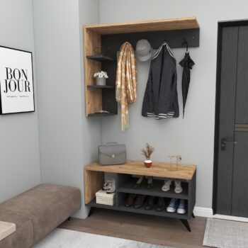 Predsiňová zostava ALICE – Elegantné a praktické riešenie pre vašu predsieňPredsieňová zostava ALICE kombinuje moderný dizajn a praktické usporiadanie, ktoré pomôže udržať predsieň prehľadnú a štýlovú. Táto zostava zahŕňa skrinku na topánky a hornú policu s vešiakmi, čo poskytuje dostatok priestoru na uloženie obuvi, kabátov a ďalších doplnkov.Hlavné vlastnosti produktu:Typ tovaru: Predsieňová zostavaVhodné do miestnosti: PredsieňMateriál: Melamín, VT laminátFarba: borovica Atlantic / antracitZostava obsahuje:Skrinka na topánky: 90 x 35 x 45,6 cmHorná polica s vešiakmi: 90 x 29,6 x 73,8 cmHrúbka materiálu: 18 mmDodatočné informácie: Dodávame v demonteZostava ALICE je navrhnutá s dôrazom na funkčnosť a estetiku, čo ju robí ideálnou voľbou pre moderné predsiene. Vďaka kompaktným rozmerom a praktickému usporiadaniu ponúka dostatok úložného priestoru bez toho, aby zaberala príliš veľa miesta. Zaobstarajte si predsieňovú zostavu ALICE a vytvorte si elegantný a organizovaný vstupný priestor!