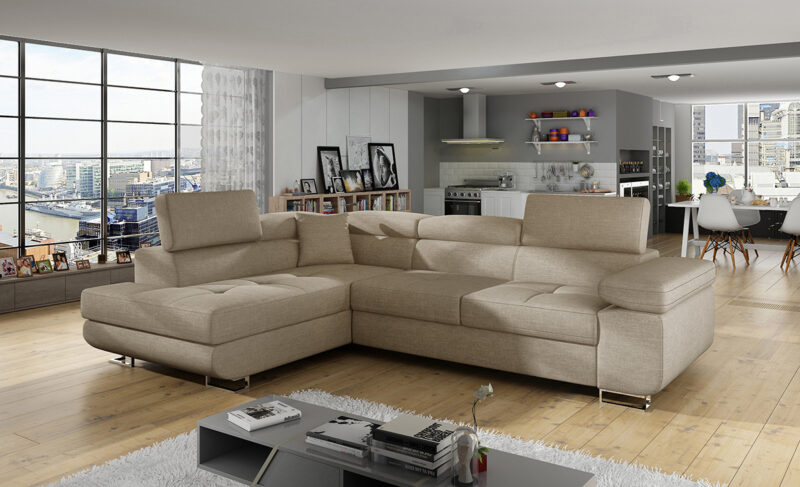 NABBI Almero L rohová sedačka s rozkladom a úložným priestorom svetlohnedá Nadčasová rohová sedačka ALMERO L je navrhnutá tak, aby sa dokonale hodila do každého interiéru a aby ju bolo možné zladiť s nábytkom Vašej obývačky. Vďaka čalúneniu celej sedačky je možné ju umiestniť kamkoľvek v otvorenom priestore. Sedačka je vybavená funkciou rozkladania, pomocou ktorej…