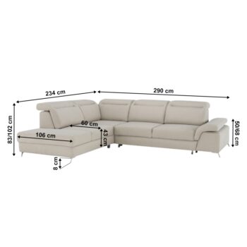 KONDELA Alvaro L rohová sedačka s rozkladom a úložným priestorom béžová – Obrázok 2