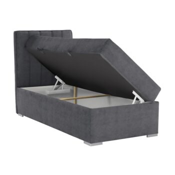 KONDELA Amis 90 L čalúnená jednolôžková posteľ s matracom sivá – Obrázok 2