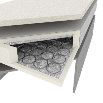 KONDELA Amis 90 L čalúnená jednolôžková posteľ s matracom sivá – Obrázok 4