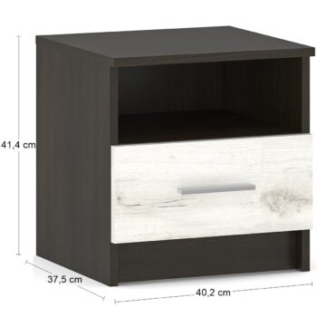 NABBI Amison N nočný stolík (2 ks) wenge / craft biely – Obrázok 2