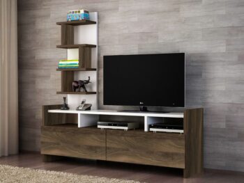 Predstavujeme ANDORA, TV stolík, ktorý prináša eleganciu a funkčnosť do vašej obývačky. Tento štýlový nábytok v kombinácii bielej a orechovej farby je navrhnutý tak, aby poskytoval praktické a estetické riešenie pre vaše multimediálne zariadenia a ďalšie potreby.Detailné špecifikácieTyp tovaru: TV stolíkMateriál: Kvalitná LTD s hrúbkou materiálu 18 mm, zaisťujúca odolnosť a dlhú životnosť.Rozmery: 123.6 x 45 x 33 cm, ideálny pre moderné obývacie priestory.Farba: Elegantná kombinácia bielej a orechovej, ktorá dodáva priestoru teplý a moderný vzhľad.Vybavenie: Regálka a 2 skrinky, poskytujú dostatok úložného priestoru pre elektroniku, knihy alebo dekorácie.Dodatočné informácie: Produkt je dodávaný v demontovanom stave, čo uľahčuje transport a montáž.TV stolík ANDORA je ideálnou voľbou pre tých, ktorí hľadajú moderný a funkčný nábytok s elegantným vzhľadom. Jeho kombinácia bielej a orechovej farby a minimalistický dizajn prinášajú do vášho domova sviežosť a moderný štýl, zatiaľ čo poskytujú dostatok úložného priestoru pre všetky vaše potreby.