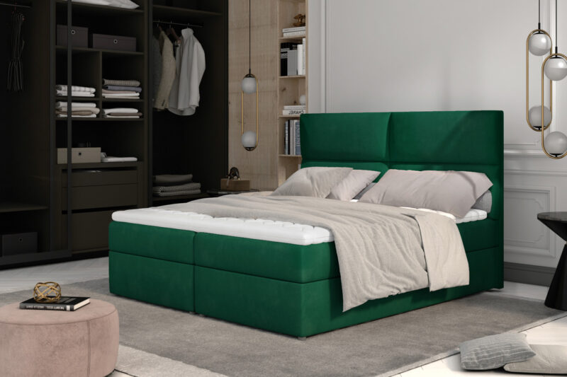 ANGELINA 04 boxpringová posteľ 180 x 200 cm, Kronos 19 Manželská posteľ Angelina patrí k boxpringovým posteliam, ktoré zosobňujú eleganciu, luxus a pohodlný odpočinok v jednom. Je vyrobená z kvalitných materiálov, čo zaisťuje jej dlhodobé používanie. Poskytuje vysoký komfort, ktorý ocení aj náročnejší zákazník. Táto moderná boxpringová posteľ sa stane neoddeliteľnou súčasťou vášho domova.V spodnej časti postele Angelina sa nachádzajú 2 priestranné úložné priestory. Nad úložným priestorom je zabudovaný matrac, ktorý je vyplnený bonellovými pružinami v spojení s PUR penou o hustote T-25. Na ňom sa nachádza TOPPER - vrchný krycí matrac. Je vyplnený kvalitnou PUR penou. Topper eliminuje medzeru medzi matracmi a vytvára tak hladký povrch na spanie. Vysoké čelo postele slúži ako mäkká opierka hlavy. Plní nie len estetickú funkciu, ale tiež chráni stenu pred oderom. Manželská posteľ Angelina je čalúnená pevnou a kvalitnou poťahovou látkou Kronos 19.  Rozmery postele (š,v,h): 185 x 124 x 210 cm. Výška spacej plochy: 54 cm. Výška nožičiek: 3 cm. Spacia plocha: 180 x 200 cm. Výška matraca: 15 cm. Výška toppera: 4 cm. Ďalšie charakteristiky:Tvrdosť matraca - H3Jednostranný matracHypoalergénny poťahPoťah je snímateľný (na zips) - možnosť prať na 40°CV našej ponuke nájdete aj ďalšie prevedenia tejto štýlovej postele.Dodávame v demontovanom stave.