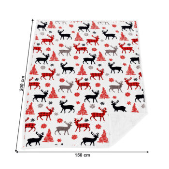 ANIME: Obojstranná baránková deka Anime 150x200 cm - biela / zimný vzor; materiál: polyester; rozmery (DxŠ): 200x150 cm.