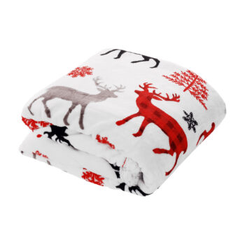 ANIME: Obojstranná baránková deka Anime 150x200 cm - biela / zimný vzor; materiál: polyester; rozmery (DxŠ): 200x150 cm.