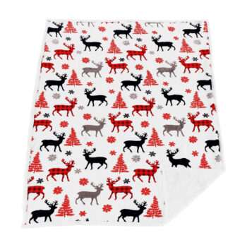 ANIME: Obojstranná baránková deka Anime 150x200 cm - biela / zimný vzor; materiál: polyester; rozmery (DxŠ): 200x150 cm.