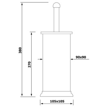 AQUALINE GA1210 Simple line WC štetka hranatá,brúsená nehrdzavejúca oceľ