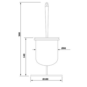 AQUALINE GA1304 Simple line WC štetka, strieborná