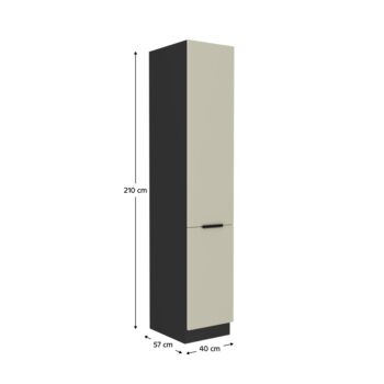 Potravinová skriňa Araka 40 DK-210 2F v elegantnom farebnom prevedení kašmír a čierna je ideálnym riešením pre moderné kuchyne. Táto skriňa, ktorá patrí do portfólia značky KONDELA, ponúka praktické úložné priestory s výškou 210 cm, šírkou 40 cm a hĺbkou 57 cm. Je vyrobená…