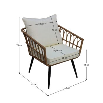 KONDELA Araly záhradné kreslo prírodná / béžová / čierna – Obrázok 2
