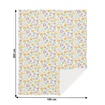 KONDELA Ardle Typ 1 obojstranná baránková deka 150x200 cm smotanová / vzor kvety – Obrázok 2