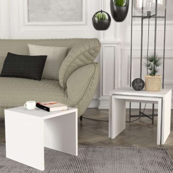 ARIEL - Škandinávsky príručný stolík pre vašu obývaciu izbuPredstavujeme vám ARIEL - elegantný a praktický príručný stolík, ktorý je ideálnym doplnkom pre vašu obývaciu izbu. Tento stolík je vyrobený z kvalitného LTD materiálu a navrhnutý v modernom škandinávskom štýle.Typ tovaru: Príručný stolíkMateriál: LTDRozmer: 44.5 x 38.5 x 35 cmFarba: BielaŠtýl: ŠkandinávskyTvar: ObdĺžnikovýZostava obsahuje: 3x odkladací stolík - rozmer najväčšieho 44.5 x 35 x 38.5 cmHrúbka materiálu: 18 mmDodatočné informácie: Dodávame v demonteStolček ARIEL sa pýši svojim čistým bielym dizajnom a obdĺžnikovým tvarom, ktorý je nielen praktický, ale aj esteticky atraktívny. Zostava obsahuje tri odkladacie stolíky, ktoré poskytujú dostatok priestoru pre vaše knihy, časopisy či dekorácie. Robustný LTD materiál s hrúbkou 18 mm zaisťuje dlhú životnosť a pevnosť tohto stolíka.Objednajte si príručný stolík ARIEL ešte dnes a obohaťte svoju obývačku o štýlový a funkčný nábytok. Dodávame v demonte, čo umožňuje jednoduchú prepravu a jednoduchú montáž.