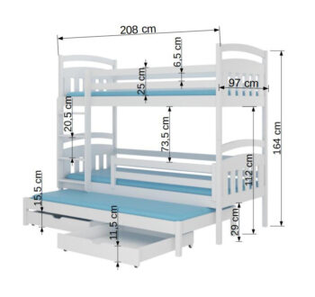 Drevená poschodová posteľ s prístelkou ARKUS 90x200 cm je vyrobená v neutrálnom prevedení biela. Táto multifunkčná posteľ ušetrí v izbe množstvo miesta, ponúkne však plnohodnotný priestor pre pokojný spánok a ostane tak viac miesta v izbičke na hranie a učenie sa. Vyrobená je z pevného, kvalitného…