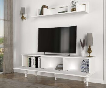 Predstavujeme ARLETH, obývaciu stenu, ktorá svojim čisto bielym prevedením a elegantným dizajnom prináša do vašej obývačky sviežu a modernú atmosféru. Táto zostava je ideálnou voľbou pre tých, ktorí hľadajú funkčnosť spojenú s minimalistickým štýlom.Podrobný opis produktuTyp tovaru: Obývacia stenaMateriál: Vysoko kvalitný LTD materiál s hrúbkou 18 mm, ktorý zaručuje vysokú odolnosť a dlhú životnosť.Rozmery: TV stolík (150 x 35 x 48,9 cm) a nástenná polica (120 x 21,5 x 22 cm), poskytujúca praktické a estetické riešenie pre uloženie vašej elektroniky a dekorácií. Farba: Jednotná biela farba, ktorá pridáva interiéru pocit čistoty a priestrannosti.Zostava obsahuje: Priestranný TV stolík a nástennú policu, ktoré sú navrhnuté tak, aby poskytovali dostatok úložného priestoru a zároveň pôsobili esteticky a nenáročne.Dodatočné informácie: Produkt dodávame v demontovanom stave, čo uľahčuje jeho transport a montáž.Obývacia stena ARLETH je dokonalým riešením pre každého, kto hľadá elegantné a praktické vybavenie do svojho domova. Jej čisté línie a moderný dizajn ocení každý, kto preferuje jednoduchosť a funkčnosť.