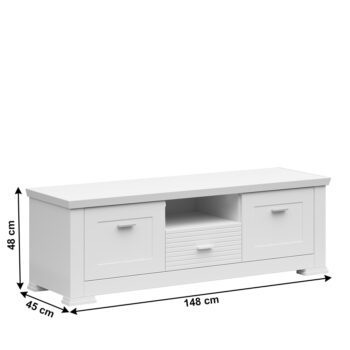 KONDELA Aryan 2D1S tv stolík biela – Obrázok 2