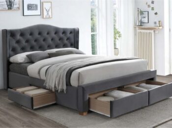 Štýlová a elegantná posteľ ASPENA II VELVET, patrí medzi moderné manželské postele. Je vhodná do menších spální. Ponúka spaciu plochu 160 x 200 cm. Výrazným dizajnovým prvkom tejto postele je jej čelo, ktoré tiež ochráni vašu stenu pred oderom.Posteľ je čalúnená. Použitá je kvalitná látka Bluvel 14 v šedej farbe. Disponuje praktickým úložným priestorom - 4 zásuvky pod posteľou.Matrac nie je v cene postele. Je potrebné si ho dokúpiť o veľkosti 160 x 200 cm, resp. 80 x 200 cm. Nosnosť postele je 250 kgCelkové rozmery postele (š,v,d): 178 x 124 x 219 cm.Dodávame v demontovanom stave.