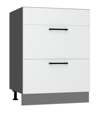 Kuchyňa ATENA je štýlový a atraktívny nábytok v retro štýle. Kuchyňa je kombináciou minimalizmu, modernosti a klasickej elegancie v jednej podobe.Korpus nábytku je vyrobený zo 16 mm hrubej LTD dosky. Predné dvierka sú z MDF dosky s hrúbkou 16 mm. Sú potiahnuté PVC fóliou. Dolná kuchynská skrinka je v bielej farbe v matnom prevedení.Rozmery (š,v,h): 60 x 82 x 52,4 cm.Súčasťou je sokel v šedej farbe a nožičky.Pracovná doska a úchyty nie sú v cene. Je potrebné ich doobjednať.Dodávame v demontovanom stave.