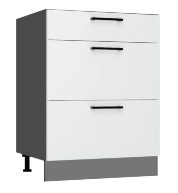 Kuchyňa ATENA je štýlový a atraktívny nábytok v retro štýle. Kuchyňa je kombináciou minimalizmu, modernosti a klasickej elegancie v jednej podobe.Korpus nábytku je vyrobený zo 16 mm hrubej LTD dosky. Predné dvierka sú z MDF dosky s hrúbkou 16 mm. Sú potiahnuté PVC fóliou. Dolná kuchynská skrinka je v bielej farbe v matnom prevedení.Rozmery (š,v,h): 60 x 82 x 52,4 cm.Súčasťou je sokel v šedej farbe a nožičky.Pracovná doska a úchyty nie sú v cene. Je potrebné ich doobjednať.Dodávame v demontovanom stave.