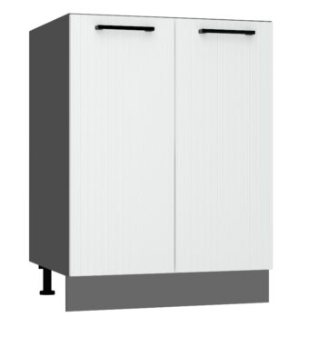 Kuchyňa ATENA je štýlový a atraktívny nábytok v retro štýle. Kuchyňa je kombináciou minimalizmu, modernosti a klasickej elegancie v jednej podobe.Korpus nábytku je vyrobený zo 16 mm hrubej LTD dosky. Predné dvierka sú z MDF dosky s hrúbkou 16 mm. Sú potiahnuté PVC fóliou. Dolná kuchynská skrinka je v bielej farbe v matnom prevedení.Rozmery (š,v,h): 60 x 82 x 52,4 cm.Súčasťou je sokel v šedej farbe a nožičky.Pracovná doska a úchyty nie sú v cene. Je potrebné ich doobjednať.Dodávame v demontovanom stave.