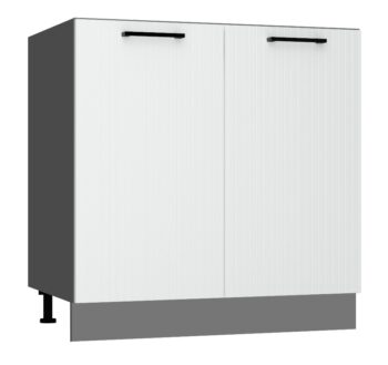 Kuchyňa ATENA je štýlový a atraktívny nábytok v retro štýle. Kuchyňa je kombináciou minimalizmu, modernosti a klasickej elegancie v jednej podobe.Korpus nábytku je vyrobený zo 16 mm hrubej LTD dosky. Predné dvierka sú z MDF dosky s hrúbkou 16 mm. Sú potiahnuté PVC fóliou. Dolná kuchynská skrinka je v bielej farbe v matnom prevedení.Rozmery (š,v,h): 80 x 82 x 52,4 cm.Súčasťou je sokel v šedej farbe a nožičky.Pracovná doska a úchyty nie sú v cene. Je potrebné ich doobjednať.Dodávame v demontovanom stave.