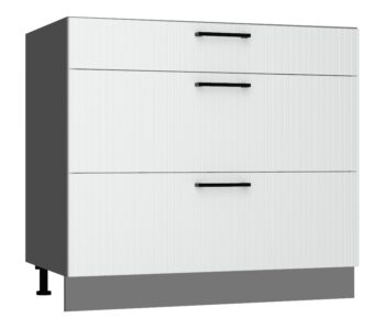 Kuchyňa ATENA je štýlový a atraktívny nábytok v retro štýle. Kuchyňa je kombináciou minimalizmu, modernosti a klasickej elegancie v jednej podobe.Korpus nábytku je vyrobený zo 16 mm hrubej LTD dosky. Predné dvierka sú z MDF dosky s hrúbkou 16 mm. Sú potiahnuté PVC fóliou. Dolná kuchynská skrinka je v bielej farbe v matnom prevedení.Rozmery (š,v,h): 90 x 82 x 52,4 cm. Skrinka je určená na vstavanú rúru.Súčasťou je sokel v šedej farbe a nožičky.Pracovná doska a úchyty nie sú v cene. Je potrebné ich doobjednať.Dodávame v demontovanom stave.