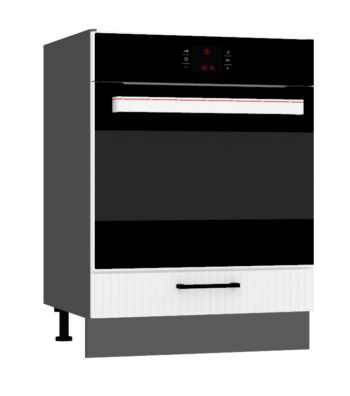 Kuchyňa ATENA je štýlový a atraktívny nábytok v retro štýle. Kuchyňa je kombináciou minimalizmu, modernosti a klasickej elegancie v jednej podobe.Korpus nábytku je vyrobený zo 16 mm hrubej LTD dosky. Predné dvierka sú z MDF dosky s hrúbkou 16 mm. Sú potiahnuté PVC fóliou. Dolná kuchynská skrinka je v bielej farbe v matnom prevedení.Rozmery (š,v,h): 60 x 82 x 52,4 cm. Skrinka je určená na vstavanú rúru.Súčasťou je sokel v šedej farbe a nožičky.Pracovná doska a úchyty nie sú v cene. Je potrebné ich doobjednať.Dodávame v demontovanom stave.